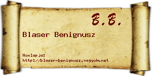 Blaser Benignusz névjegykártya